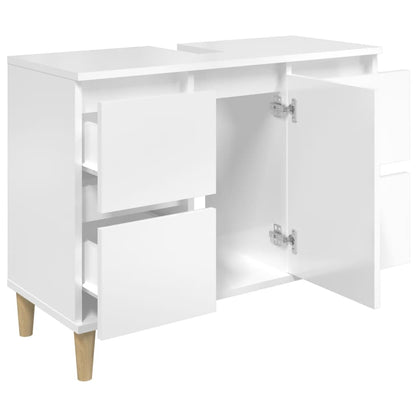 Sink Cabinet High Gloss White 80x33x60 cm Engineered Wood - Bend