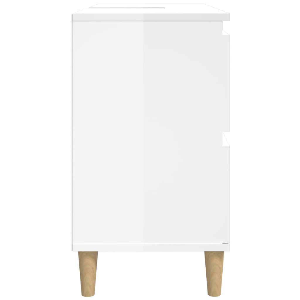 Sink Cabinet High Gloss White 80x33x60 cm Engineered Wood - Bend