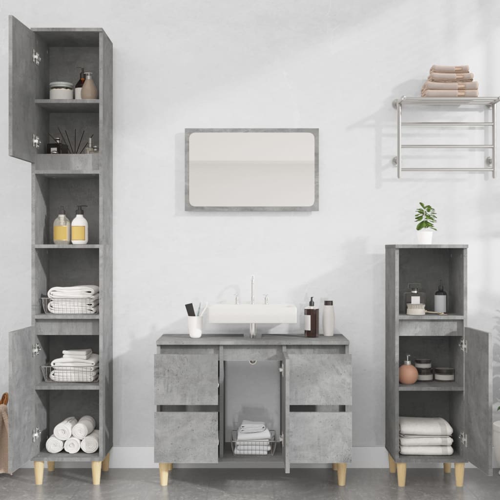 Sink Cabinet Concrete Grey 80x33x60 cm Engineered Wood - Bend