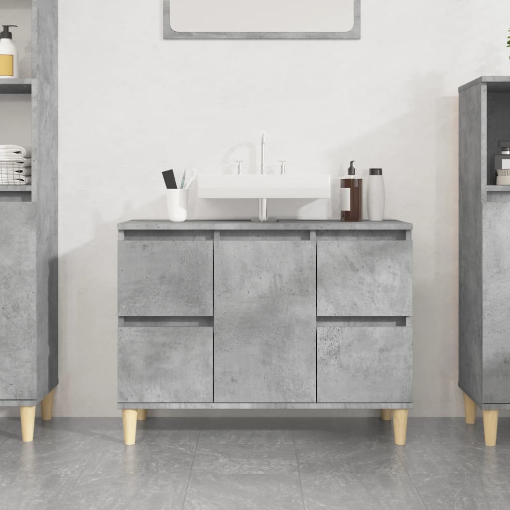 Sink Cabinet Concrete Grey 80x33x60 cm Engineered Wood - Bend