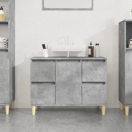 Sink Cabinet Concrete Grey 80x33x60 cm Engineered Wood - Bend