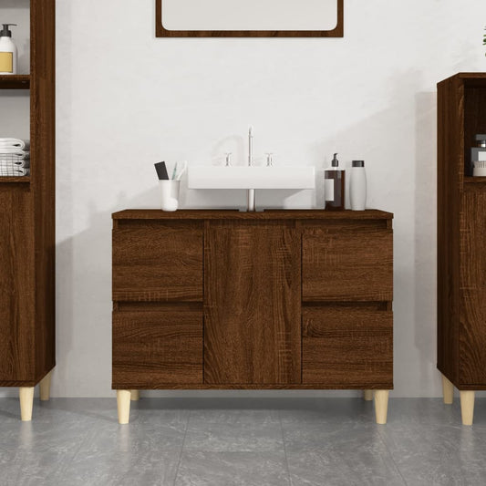 Sink Cabinet Brown Oak 80x33x60 cm Engineered Wood - Bend