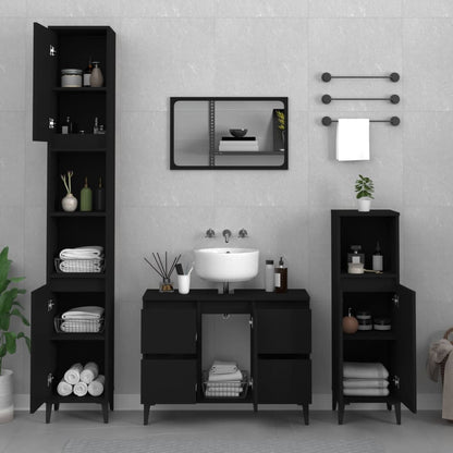 Sink Cabinet Black 80x33x60 cm Engineered Wood - Bend