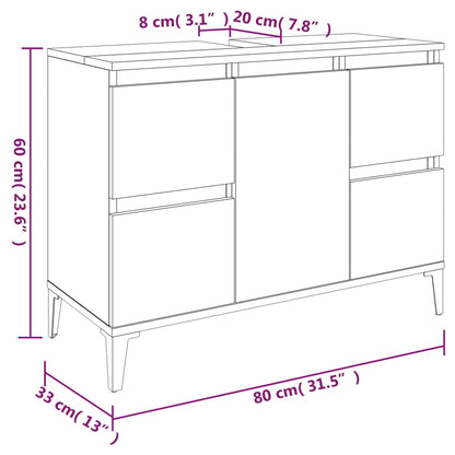 Sink Cabinet Black 80x33x60 cm Engineered Wood - Bend