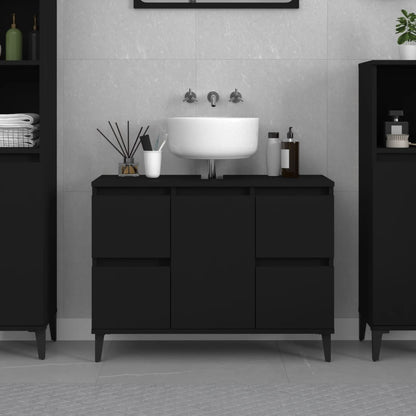 Sink Cabinet Black 80x33x60 cm Engineered Wood - Bend