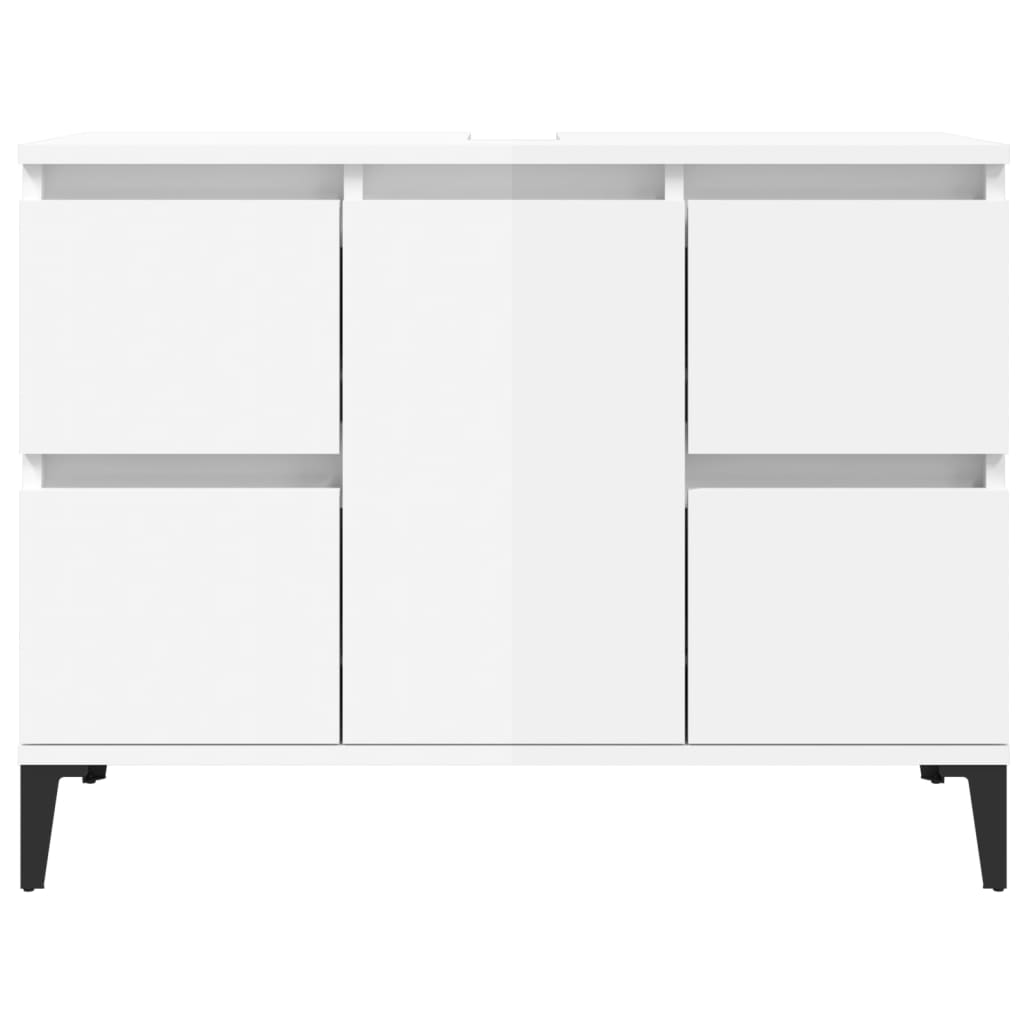 Sink Cabinet High Gloss White 80x33x60 cm Engineered Wood - Bend