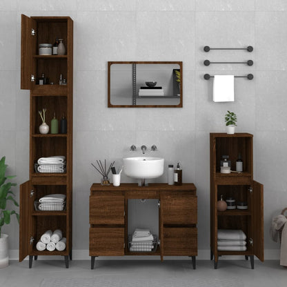 Sink Cabinet Brown Oak 80x33x60 cm Engineered Wood