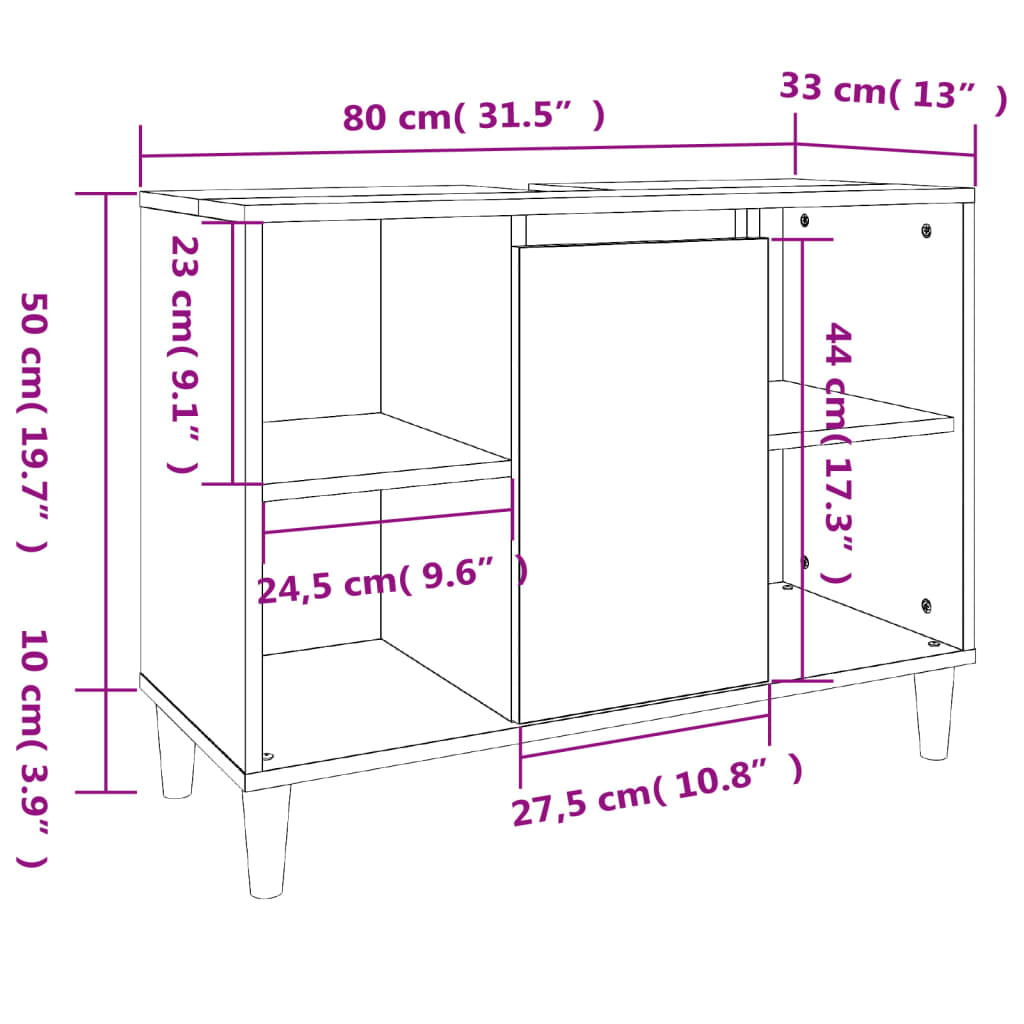 Sink Cabinet White 80x33x60 cm Engineered Wood - Bend