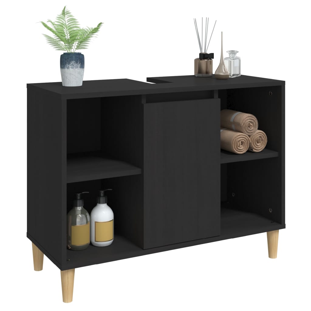 Sink Cabinet Black 80x33x60 cm Engineered Wood - Bend