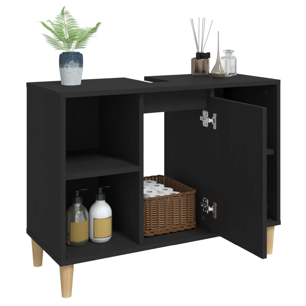 Sink Cabinet Black 80x33x60 cm Engineered Wood - Bend