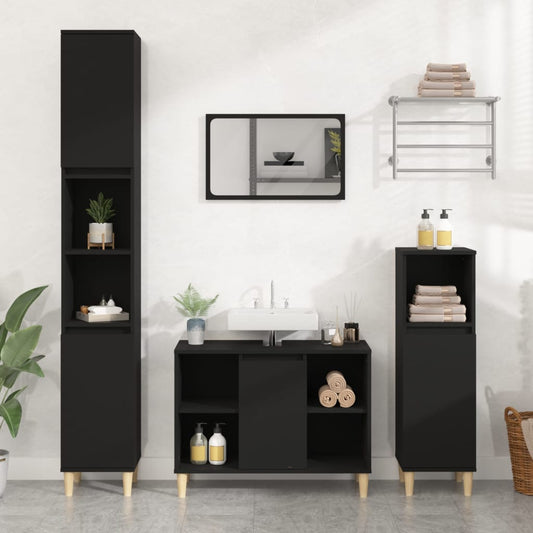 Sink Cabinet Black 80x33x60 cm Engineered Wood - Bend