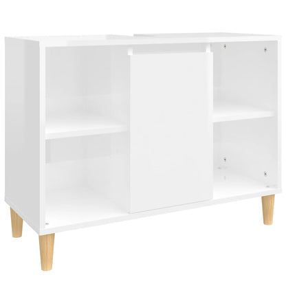 Sink Cabinet High Gloss White 80x33x60 cm Engineered Wood - Bend