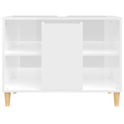 Sink Cabinet High Gloss White 80x33x60 cm Engineered Wood - Bend