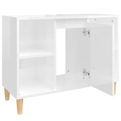 Sink Cabinet High Gloss White 80x33x60 cm Engineered Wood - Bend