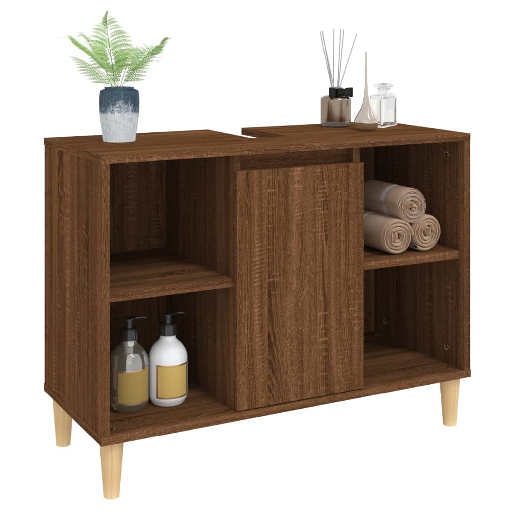 Sink Cabinet Brown Oak 80x33x60 cm Engineered Wood - Bend