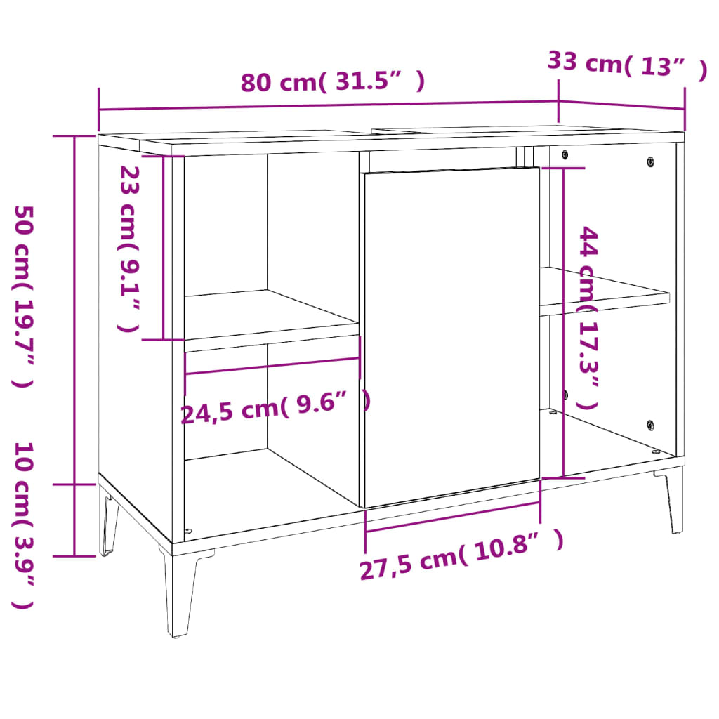 Sink Cabinet White 80x33x60 cm Engineered Wood - Bend