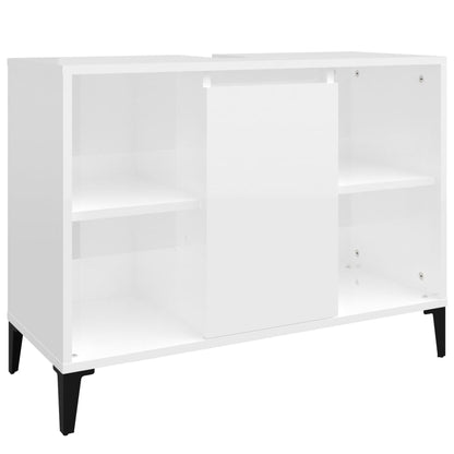 Sink Cabinet High Gloss White 80x33x60 cm Engineered Wood - Bend