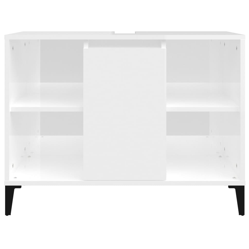 Sink Cabinet High Gloss White 80x33x60 cm Engineered Wood - Bend