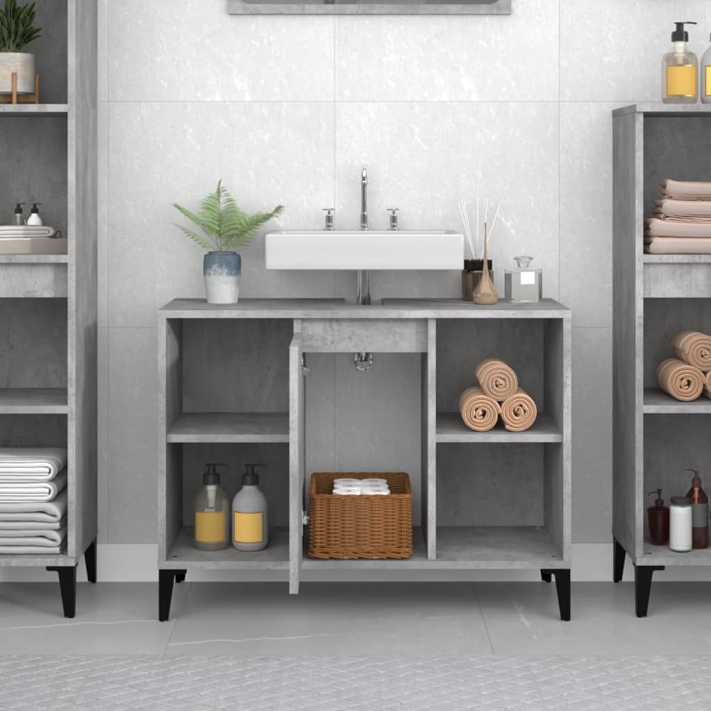 Sink Cabinet Concrete Grey 80x33x60 cm Engineered Wood - Bend