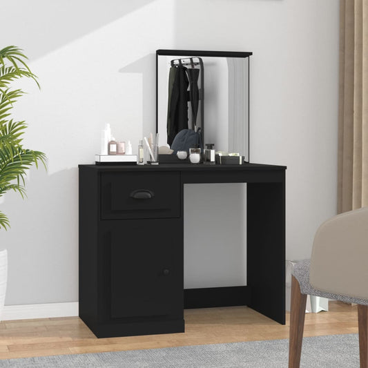 Dressing Table with Mirror Black 90x50x132.5 cm Engineered Wood - Bend