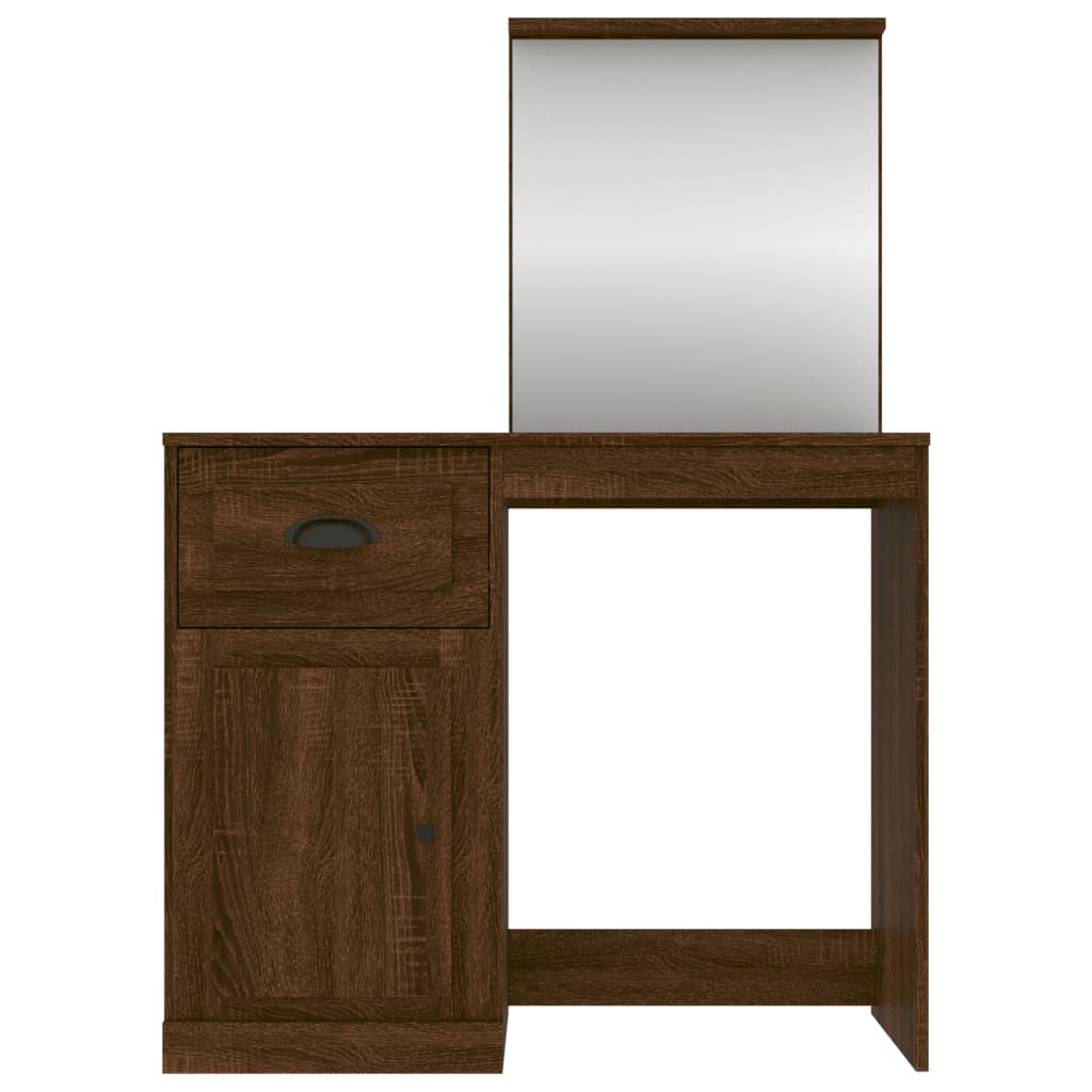 Dressing Table with Mirror Brown Oak 90x50x132.5 cm Engineered Wood - Bend