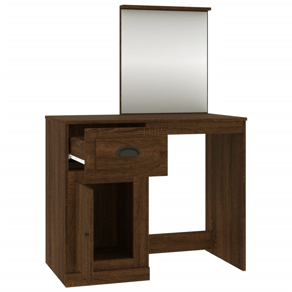 Dressing Table with Mirror Brown Oak 90x50x132.5 cm Engineered Wood - Bend