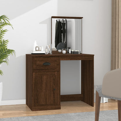 Dressing Table with Mirror Brown Oak 90x50x132.5 cm Engineered Wood - Bend