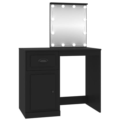 Dressing Table with LED Black 90x50x132.5 cm Engineered Wood - Bend