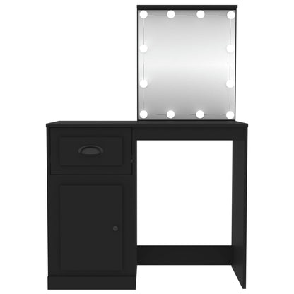 Dressing Table with LED Black 90x50x132.5 cm Engineered Wood - Bend