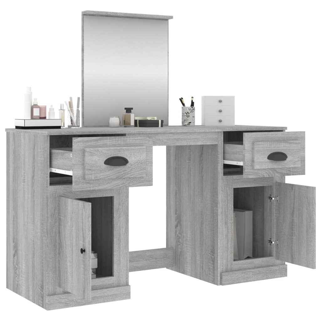 Dressing Table with Mirror Grey Sonoma 130x50x132.5 cm - Bend