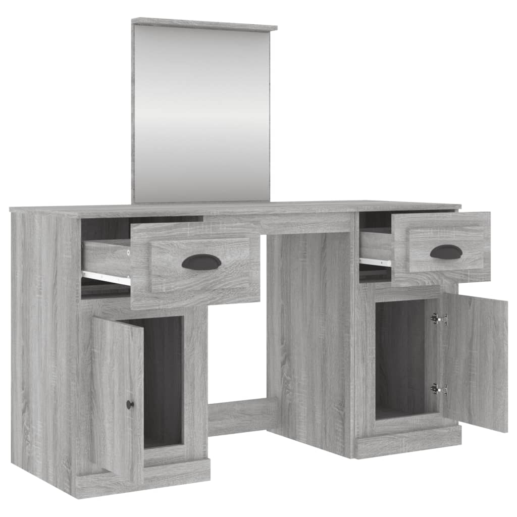 Dressing Table with Mirror Grey Sonoma 130x50x132.5 cm - Bend