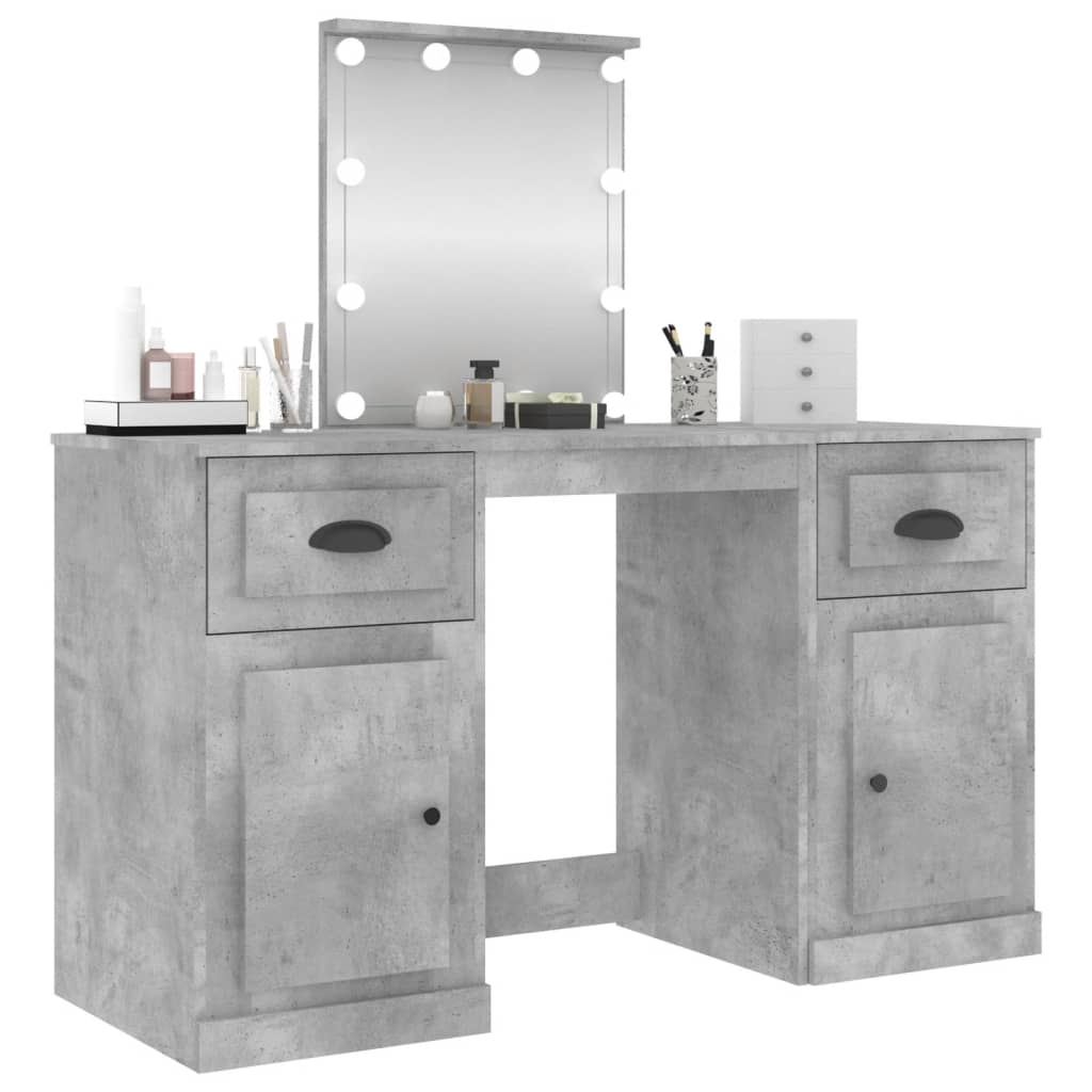 Dressing Table with LED Concrete Grey 130x50x132.5 cm - Bend