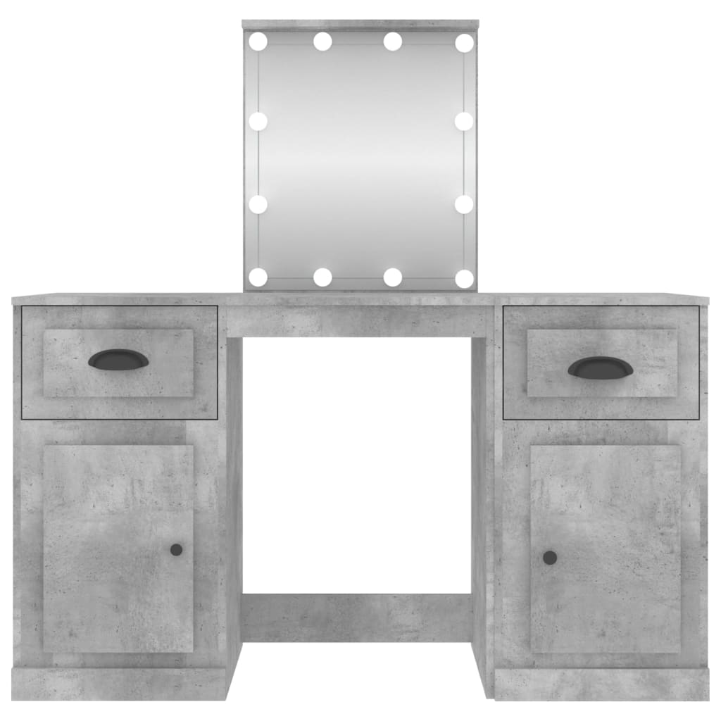 Dressing Table with LED Concrete Grey 130x50x132.5 cm - Bend