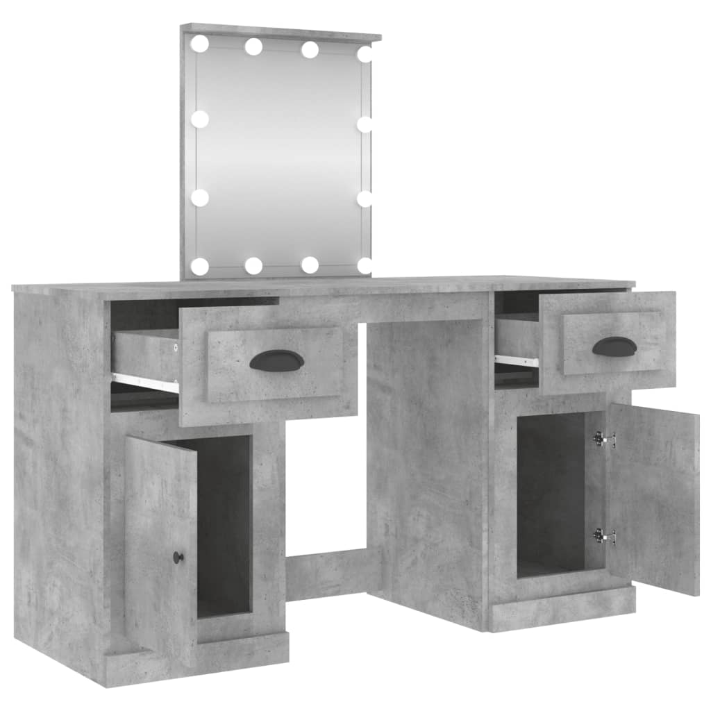 Dressing Table with LED Concrete Grey 130x50x132.5 cm - Bend