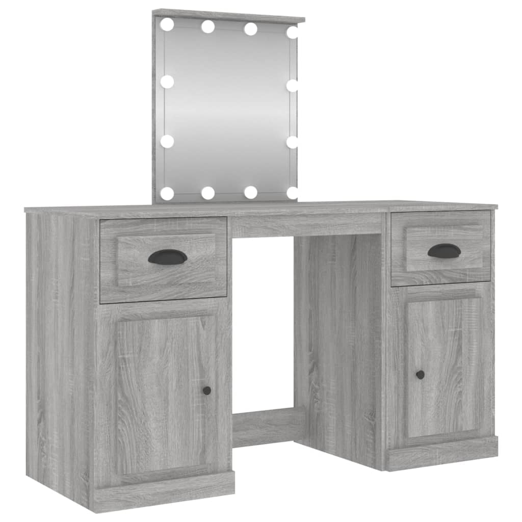 Dressing Table with LED Grey Sonoma 130x50x132.5 cm - Bend