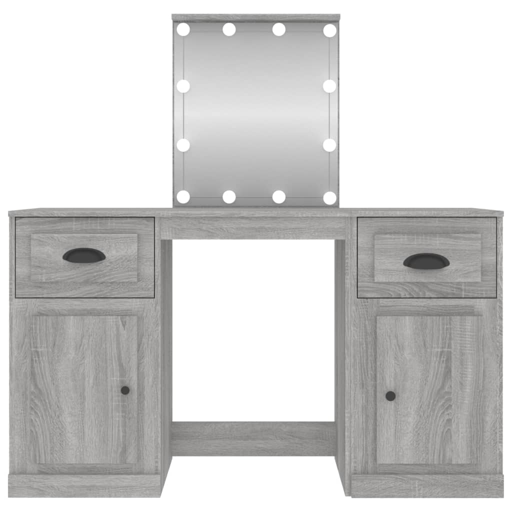 Dressing Table with LED Grey Sonoma 130x50x132.5 cm - Bend