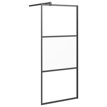 Walk-in Shower Wall with Shelf Black ESG Glass & Aluminium - Trio Modern Design and Durable Convenience