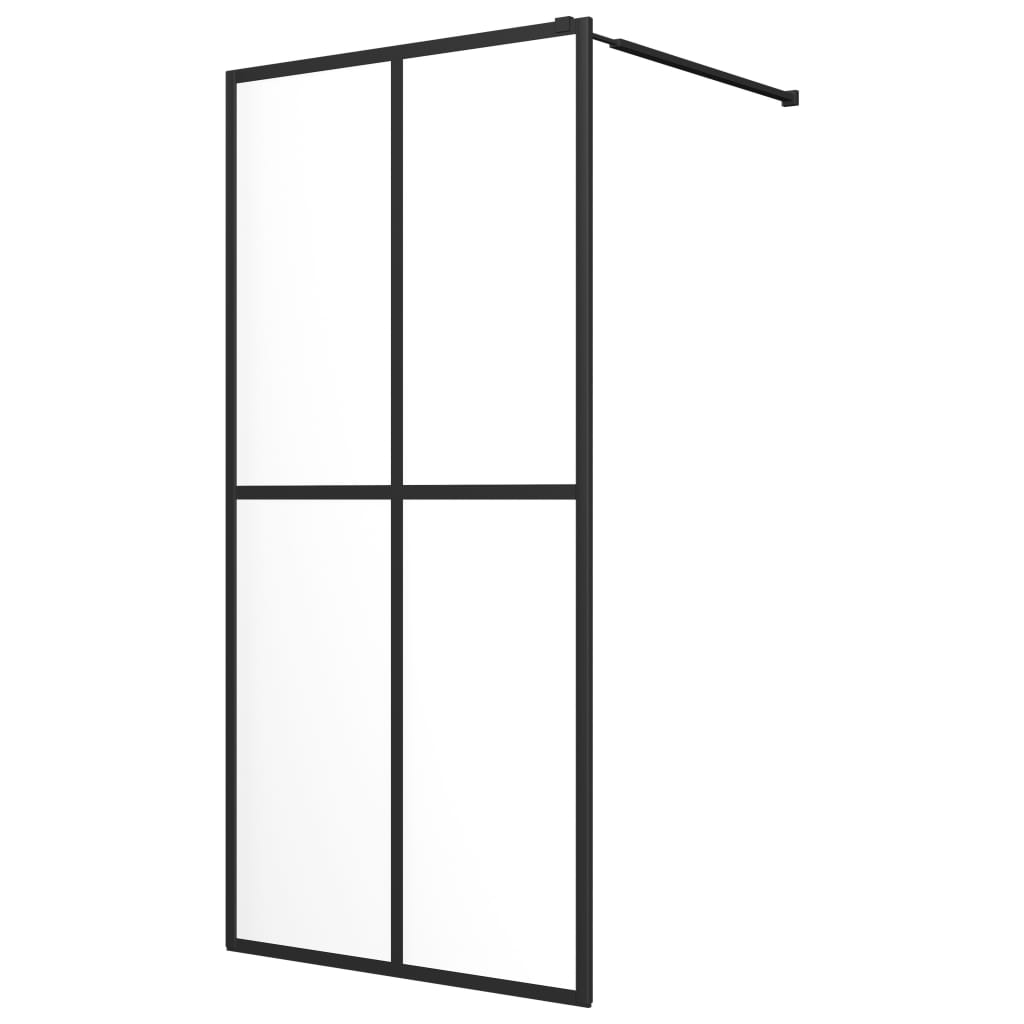 Walk-in Shower Wall with Shelf Black 100x195 cm ESG Glass&Aluminium - Bend