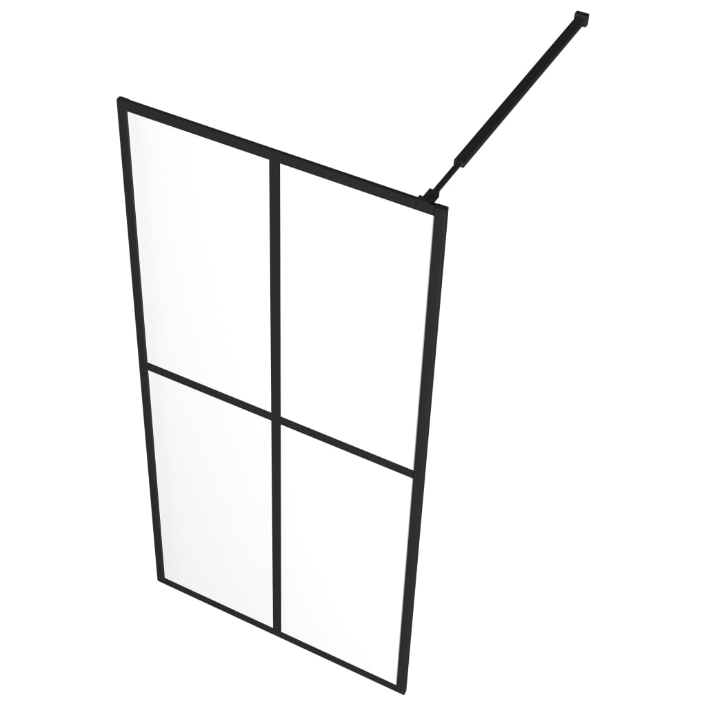 Walk-in Shower Wall with Shelf Black 100x195 cm ESG Glass&Aluminium - Bend