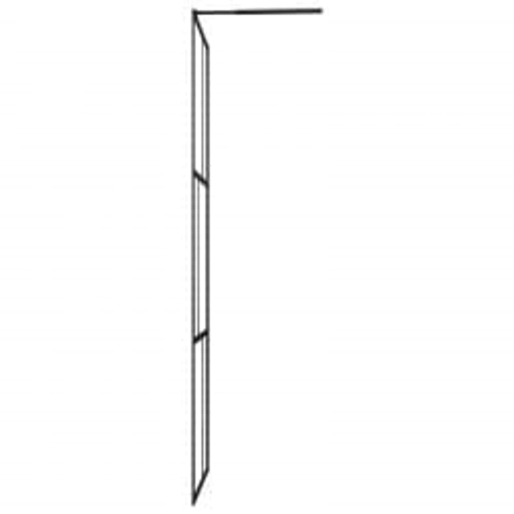 Walk-in Shower Wall with Shelf Black ESG Glass & Aluminium - Offset