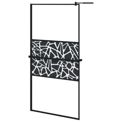 Walk-in Shower Wall with Shelf Black 100x195 cm ESG Glass&Aluminium - Bend