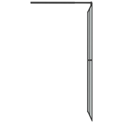 Walk-in Shower Wall with Shelf Black ESG Glass & Aluminium - Cross