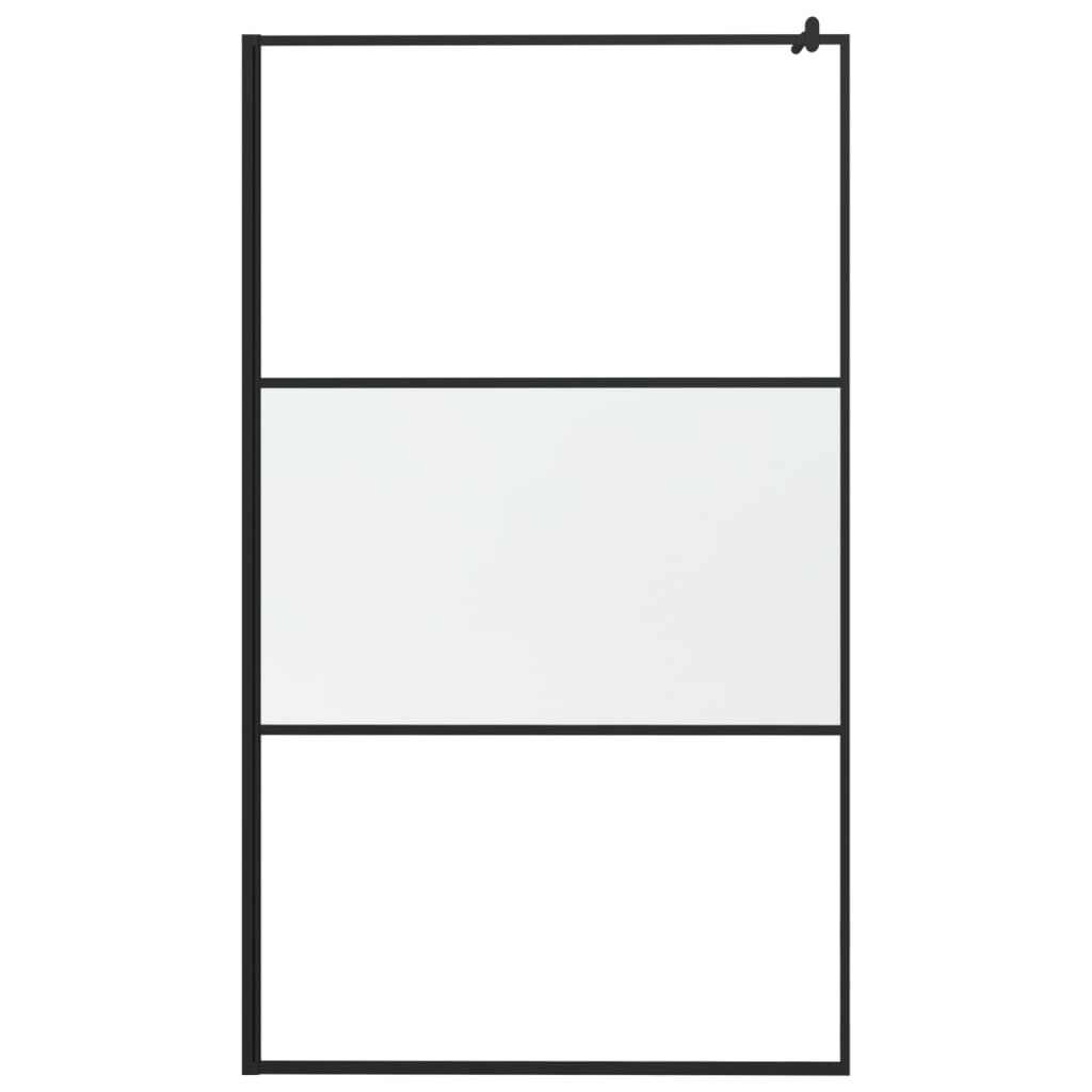 Walk-in Shower Wall with Shelf Black ESG Glass & Aluminium - Trio Modern Design and Durable Convenience