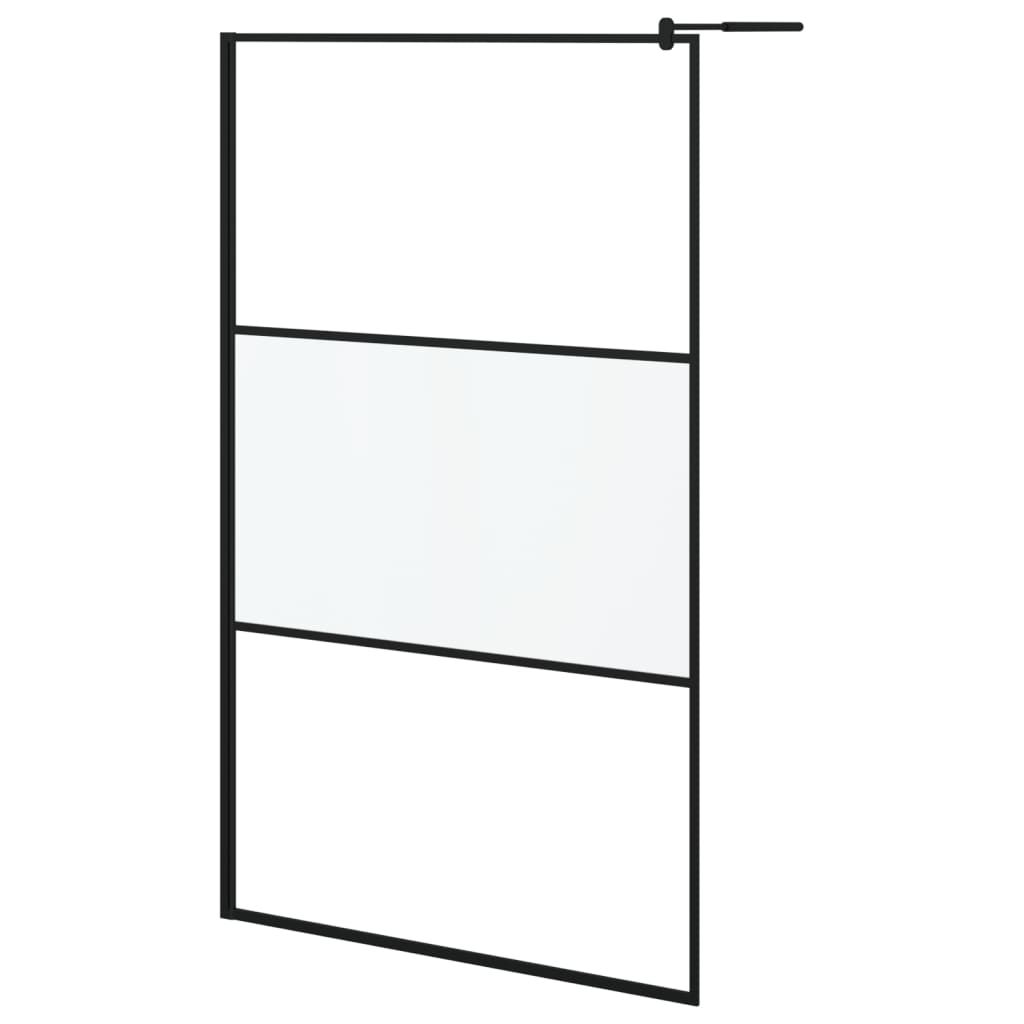 Walk-in Shower Wall with Shelf Black ESG Glass & Aluminium - Trio Modern Design and Durable Convenience