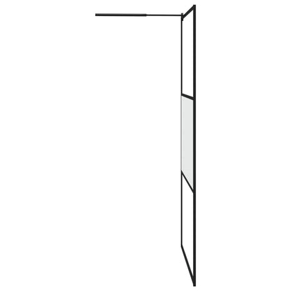 Walk-in Shower Wall with Shelf Black ESG Glass & Aluminium - Trio Modern Design and Durable Convenience