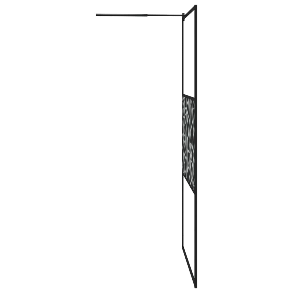 Walk-in Shower Wall with Shelf Black 115x195 cm ESG Glass&Aluminium Modern Design