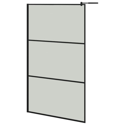 Walk-in Shower Wall with Shelf Black ESG Glass & Aluminium - Trio Modern Design and Durable Convenience