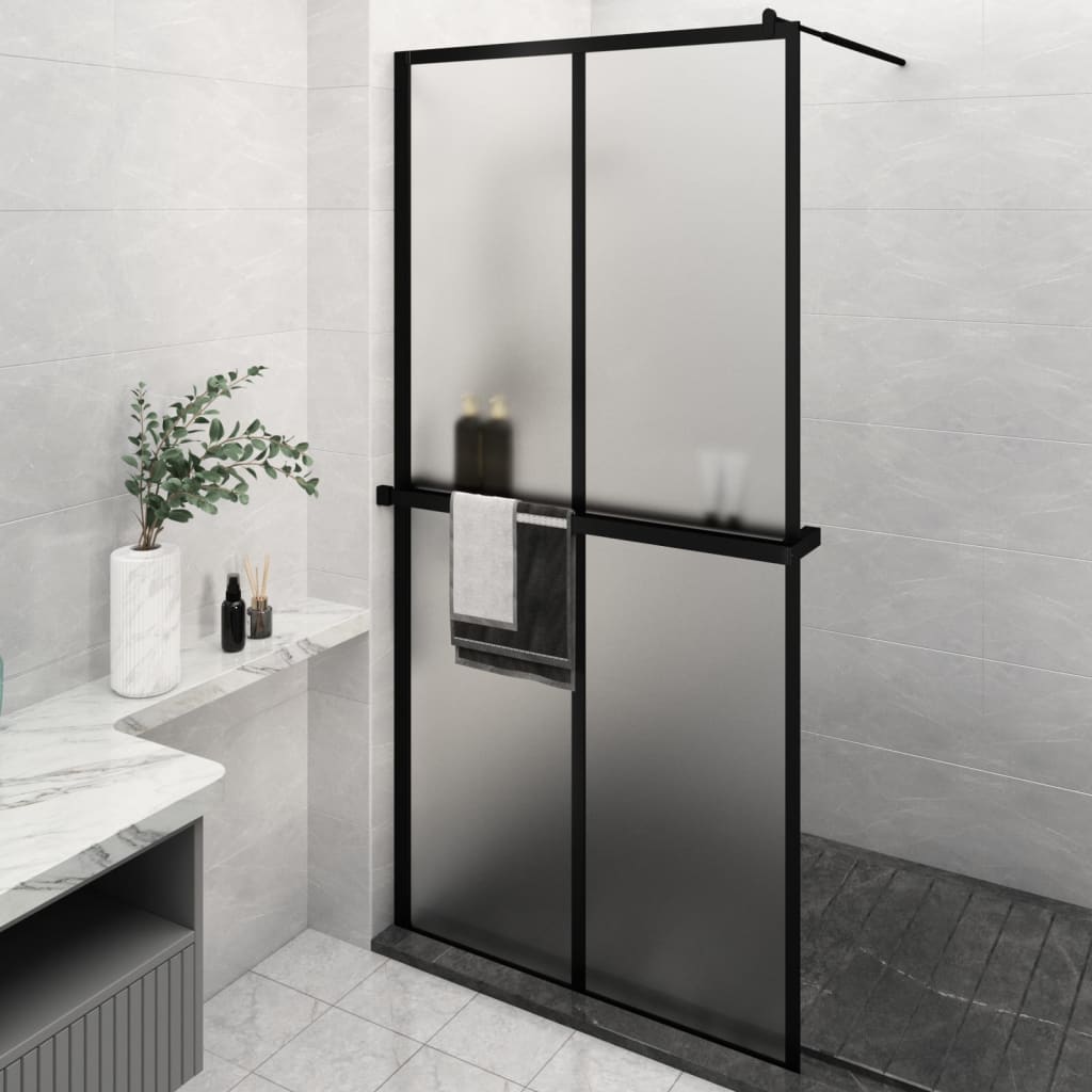 Walk-in Shower Wall with Shelf Black 118x190 cm ESG Glass&Aluminium Stylish and Durable Design