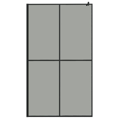 Walk-in Shower Wall with Shelf Black ESG Glass & Aluminium - Cross