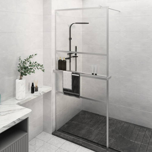 Walk-in Shower Wall with Shelf 80x195 cm ESG Glass&Aluminium - Bend